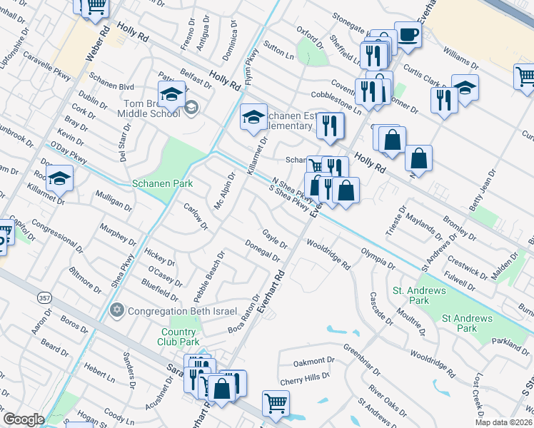 map of restaurants, bars, coffee shops, grocery stores, and more near 4701 Wooldridge Road in Corpus Christi
