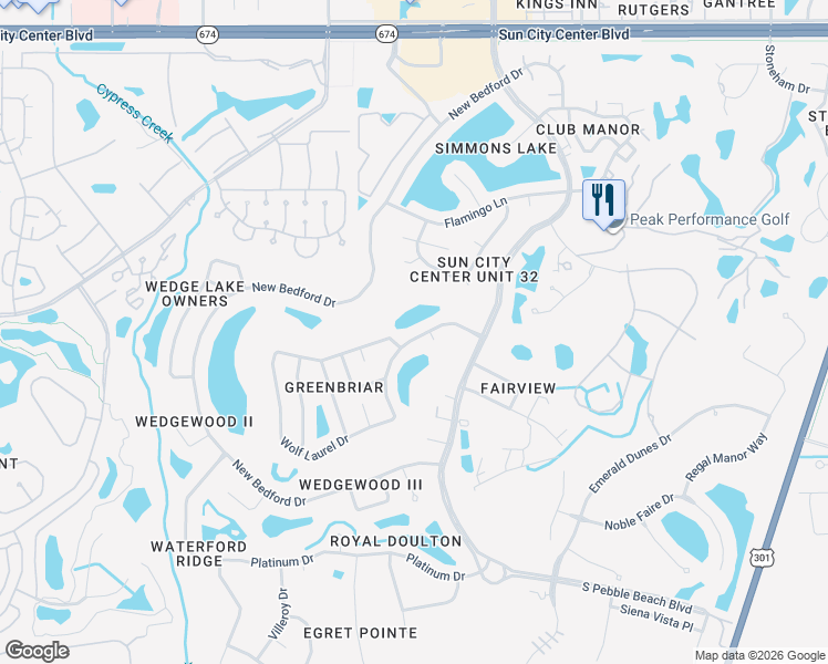 map of restaurants, bars, coffee shops, grocery stores, and more near 1723 Wolf Laurel Drive in Sun City Center