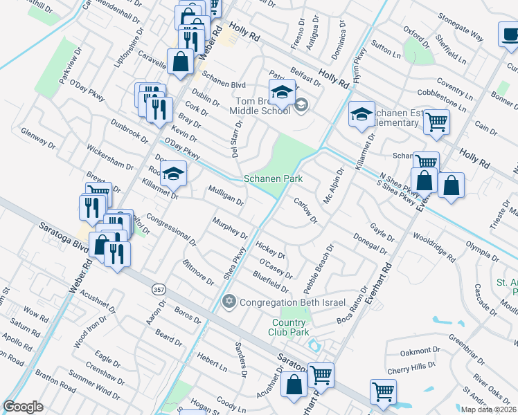 map of restaurants, bars, coffee shops, grocery stores, and more near 4309 Odell Drive in Corpus Christi