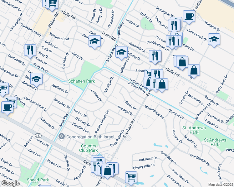 map of restaurants, bars, coffee shops, grocery stores, and more near 4617 Gayle Drive in Corpus Christi