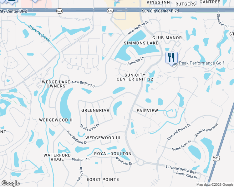 map of restaurants, bars, coffee shops, grocery stores, and more near 1723 Wolf Laurel Drive in Sun City Center