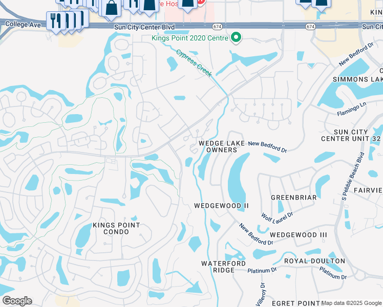 map of restaurants, bars, coffee shops, grocery stores, and more near 416 Bloom Court in Sun City Center