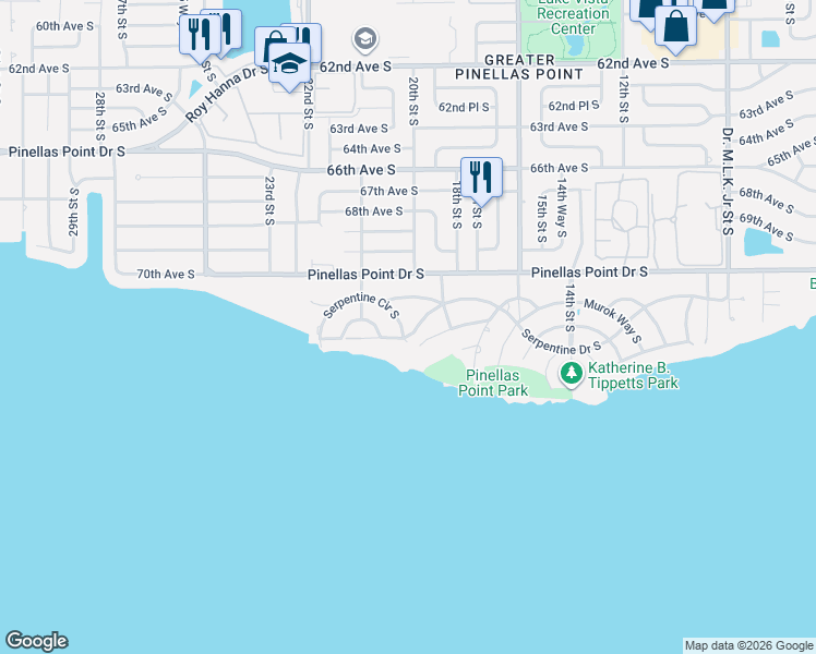 map of restaurants, bars, coffee shops, grocery stores, and more near 1922 Mound Place South in St. Petersburg