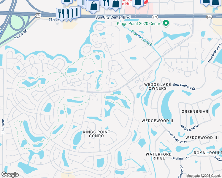 map of restaurants, bars, coffee shops, grocery stores, and more near 2221 Greenwich Drive in Sun City Center