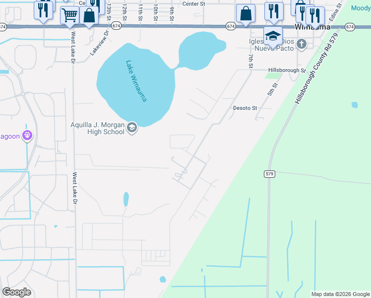 map of restaurants, bars, coffee shops, grocery stores, and more near 5310 Hillsborough Street in Wimauma