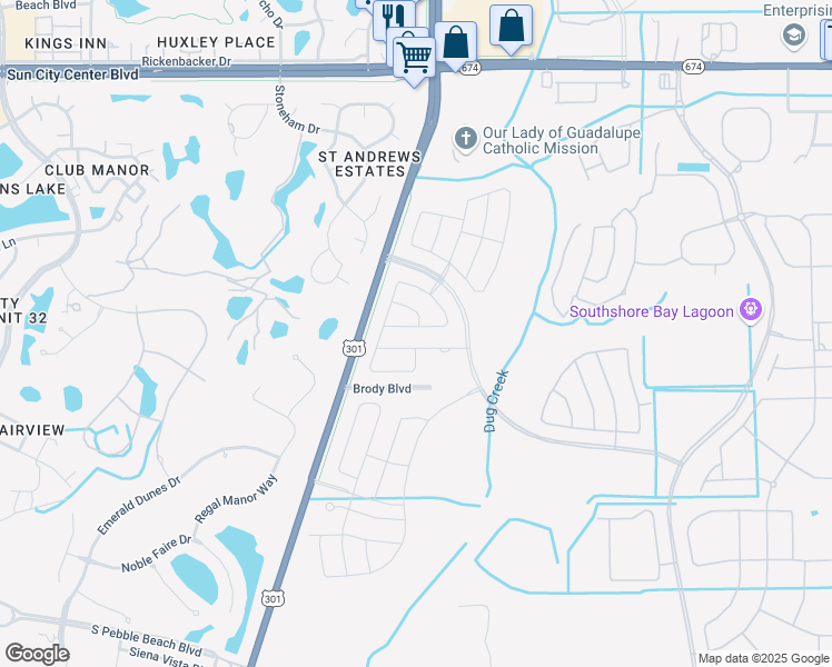 map of restaurants, bars, coffee shops, grocery stores, and more near 16815 Peaceful Valley Drive in Wimauma