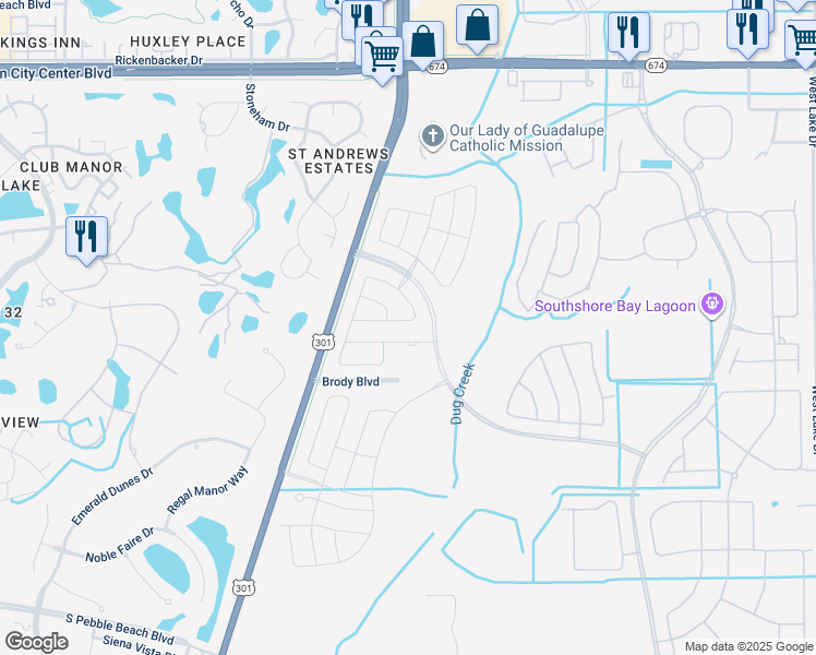 map of restaurants, bars, coffee shops, grocery stores, and more near 16827 Peaceful Valley Drive in Wimauma