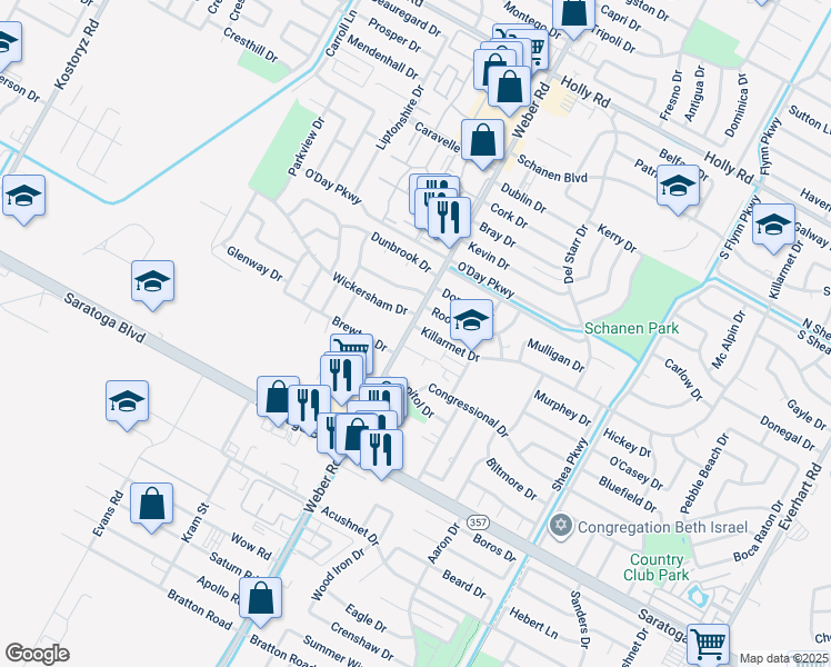 map of restaurants, bars, coffee shops, grocery stores, and more near in Corpus Christi