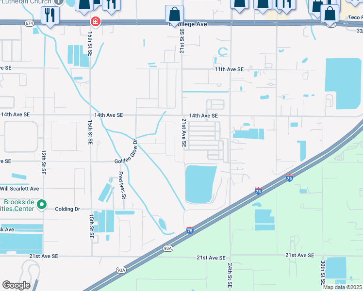map of restaurants, bars, coffee shops, grocery stores, and more near 1505 21st Street Southeast in Ruskin