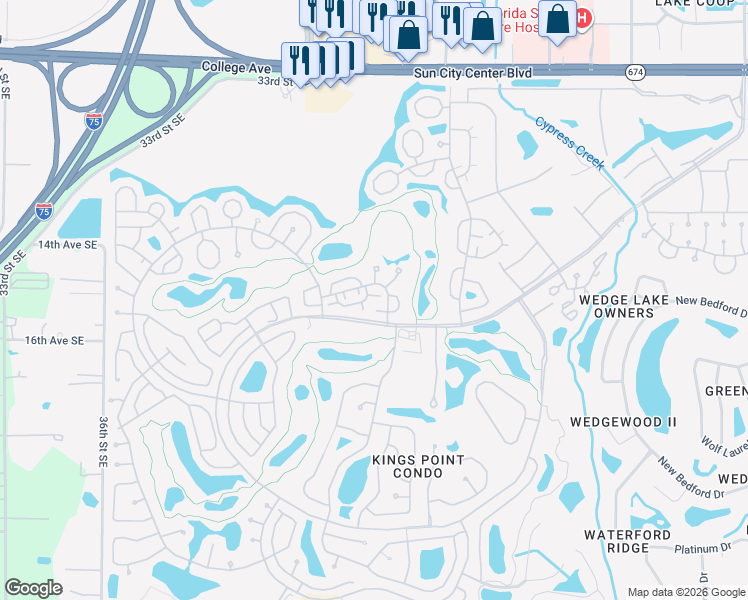 map of restaurants, bars, coffee shops, grocery stores, and more near 904 Hendon Court in Sun City Center