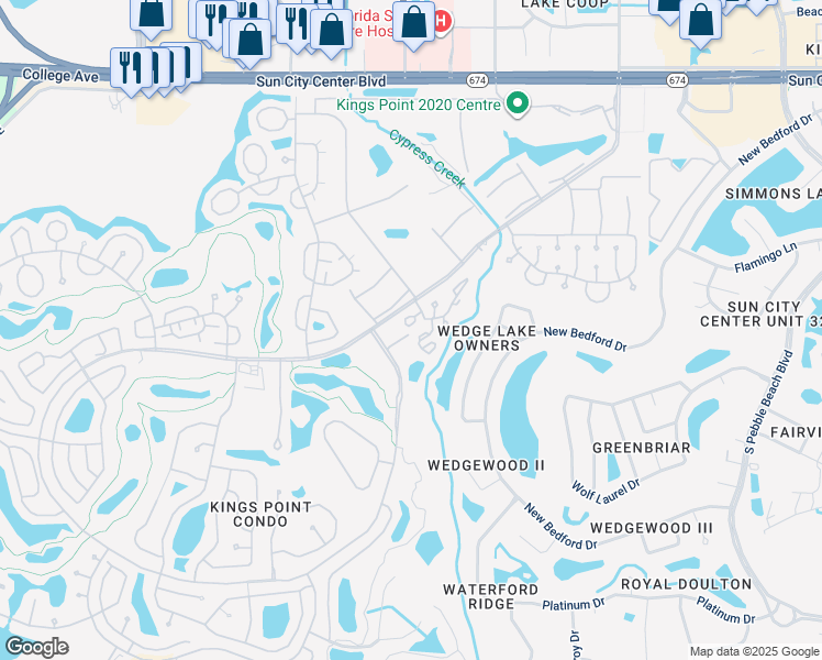 map of restaurants, bars, coffee shops, grocery stores, and more near 416 Bloom Court in Sun City Center