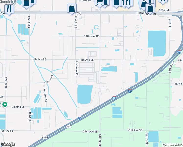 map of restaurants, bars, coffee shops, grocery stores, and more near 2209 Pleasure Run Drive in Ruskin