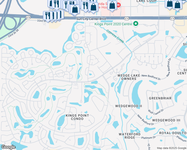 map of restaurants, bars, coffee shops, grocery stores, and more near 2221 Greenwich Drive in Sun City Center
