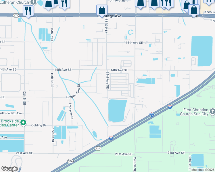 map of restaurants, bars, coffee shops, grocery stores, and more near 1505 21st Street Southeast in Ruskin