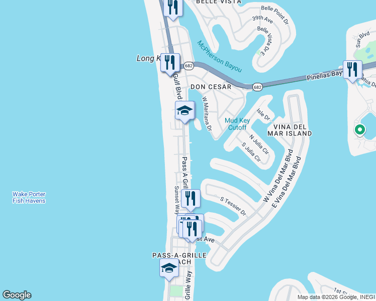 map of restaurants, bars, coffee shops, grocery stores, and more near 2903 Pass a Grille Way in St. Pete Beach