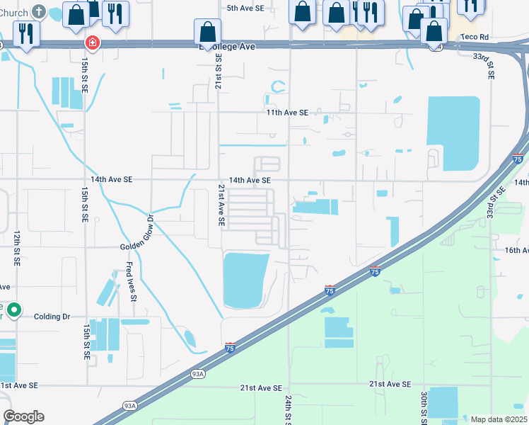 map of restaurants, bars, coffee shops, grocery stores, and more near 2210 Pleasure Run Drive in Ruskin