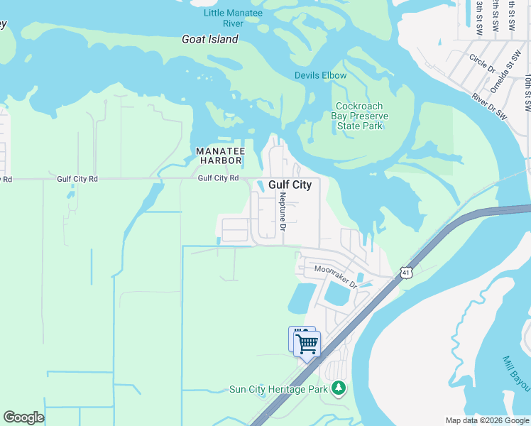 map of restaurants, bars, coffee shops, grocery stores, and more near 2525 Gulf City Road in Ruskin