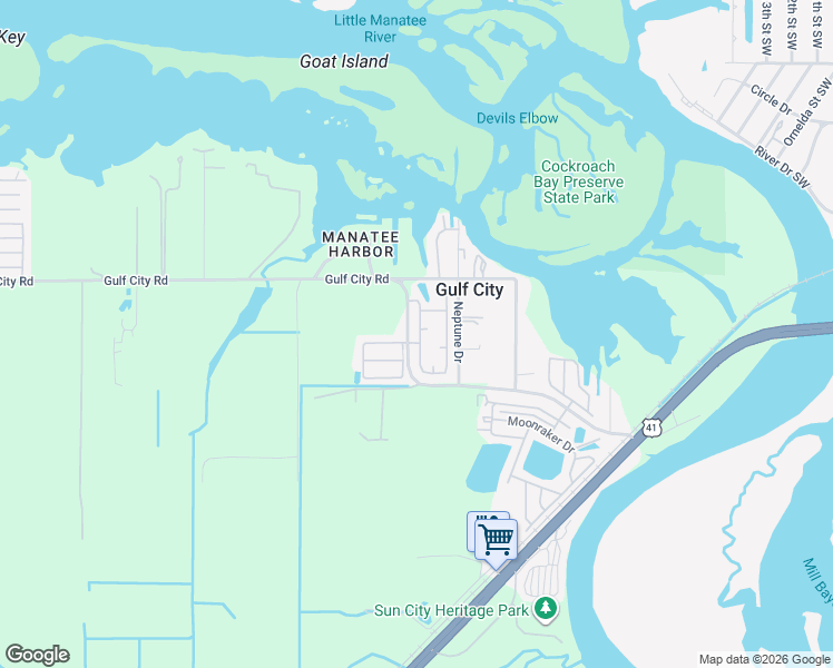 map of restaurants, bars, coffee shops, grocery stores, and more near 2525 Gulf City Road in Ruskin