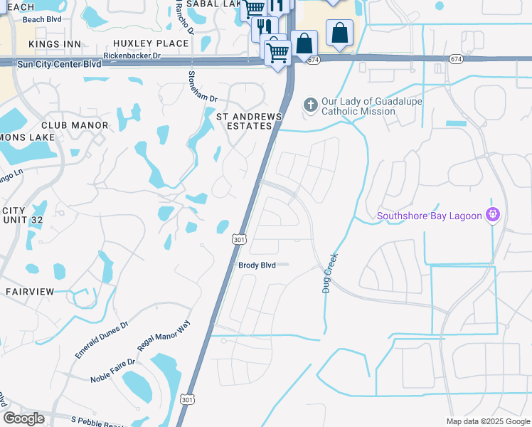 map of restaurants, bars, coffee shops, grocery stores, and more near 16807 Peaceful Valley Drive in Wimauma