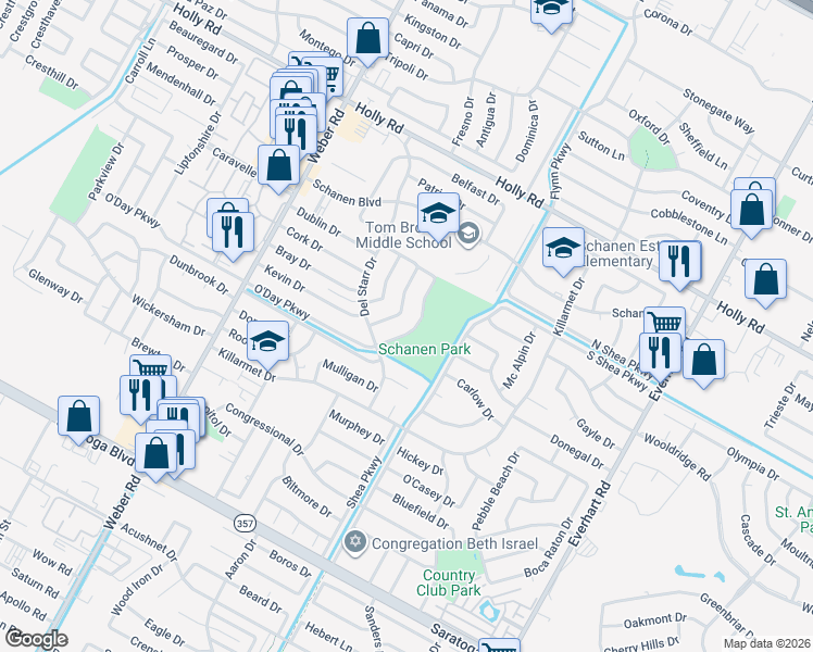 map of restaurants, bars, coffee shops, grocery stores, and more near 6001 Killarney Drive in Corpus Christi