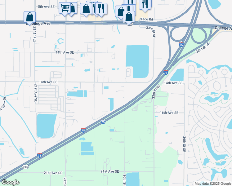 map of restaurants, bars, coffee shops, grocery stores, and more near 2905 14th Avenue Southeast in Ruskin