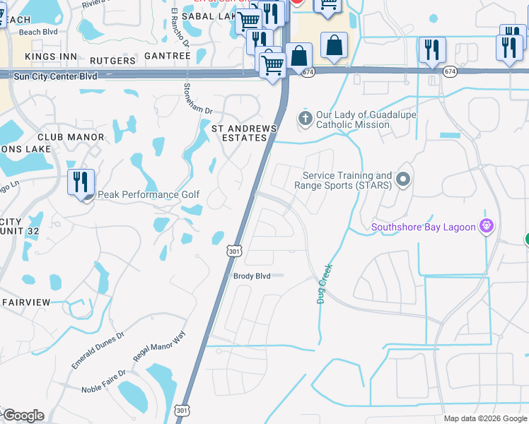 map of restaurants, bars, coffee shops, grocery stores, and more near 16914 Peaceful Valley Drive in Wimauma