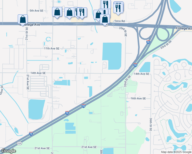 map of restaurants, bars, coffee shops, grocery stores, and more near 2905 14th Avenue Southeast in Ruskin