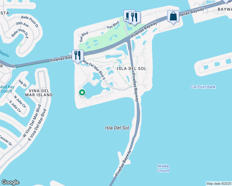 map of restaurants, bars, coffee shops, grocery stores, and more near 6357 Bahia Del Mar Boulevard South in St. Petersburg