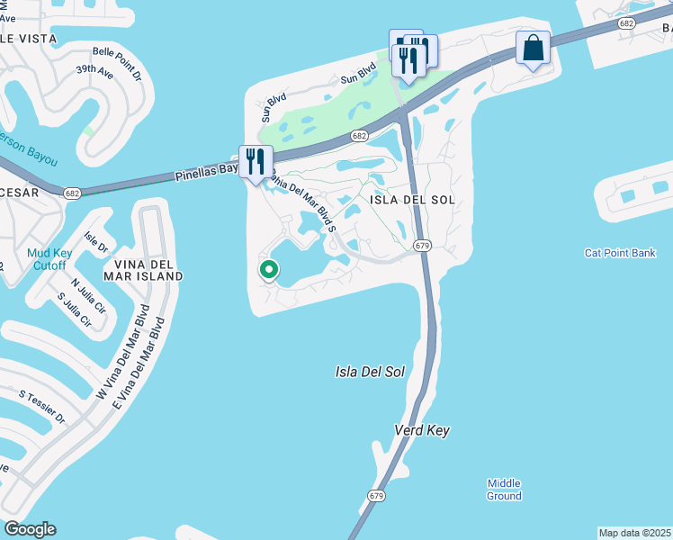 map of restaurants, bars, coffee shops, grocery stores, and more near 6295 Bahia Del Mar Circle in St. Petersburg