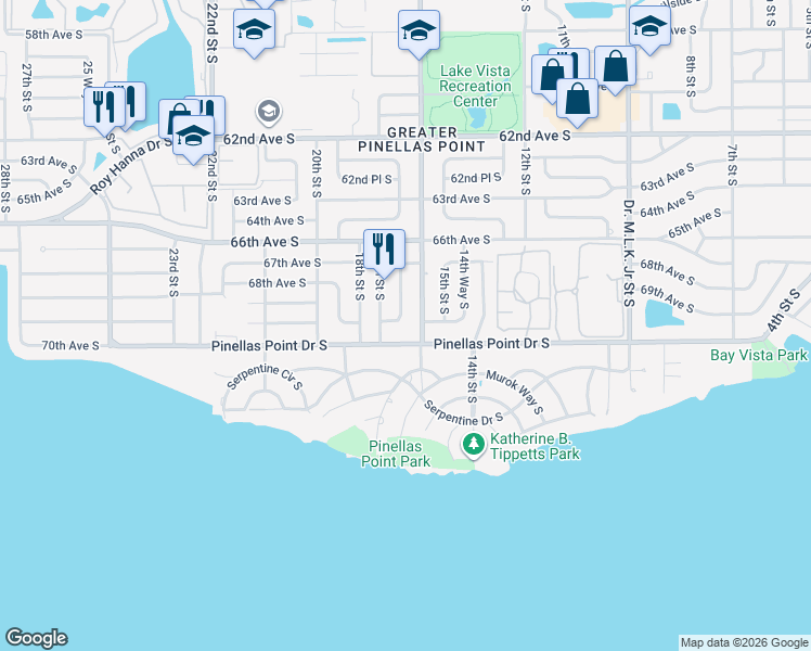map of restaurants, bars, coffee shops, grocery stores, and more near in St. Petersburg