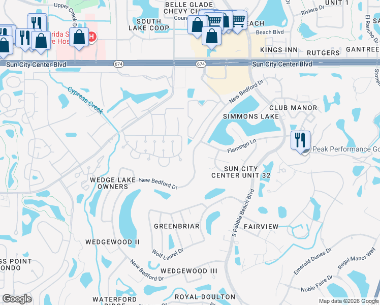 map of restaurants, bars, coffee shops, grocery stores, and more near 503 Fallow Court in Sun City Center