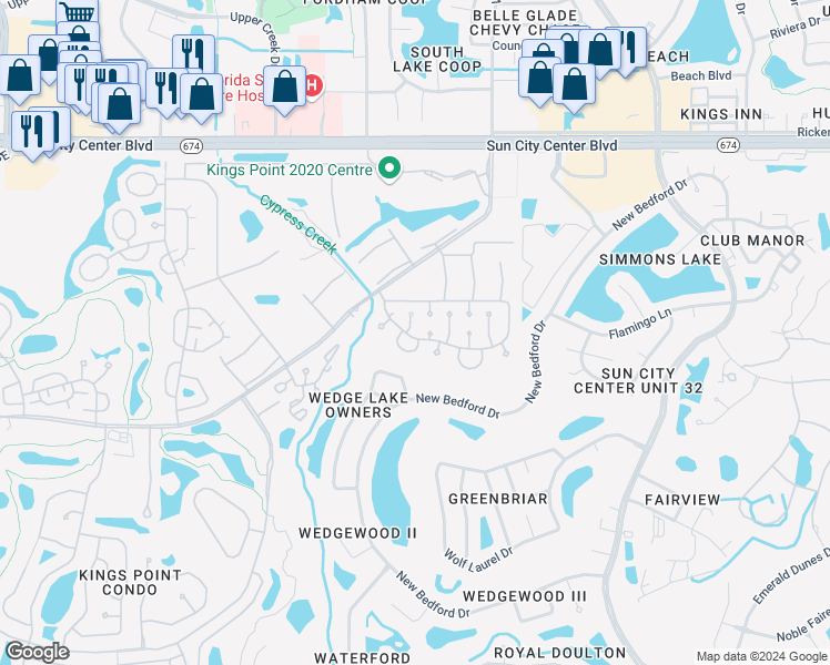 map of restaurants, bars, coffee shops, grocery stores, and more near 1830 Fox Hunt Drive in Sun City Center