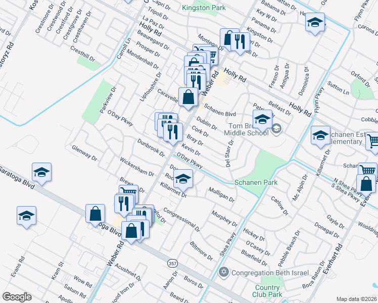 map of restaurants, bars, coffee shops, grocery stores, and more near 4014 Kevin Drive in Corpus Christi