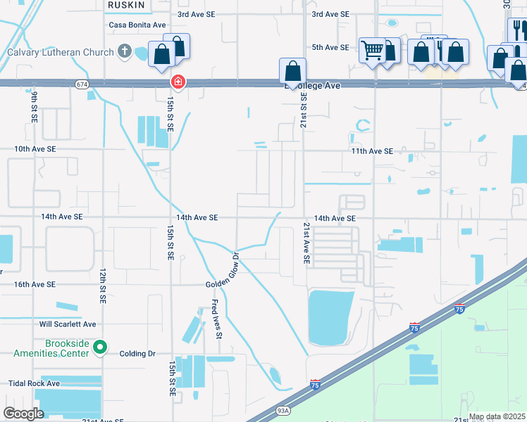 map of restaurants, bars, coffee shops, grocery stores, and more near 1208 Shared Passion Street in Ruskin