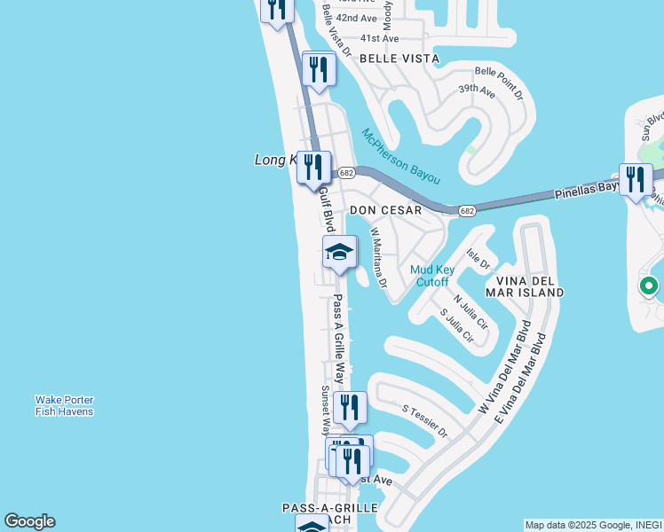 map of restaurants, bars, coffee shops, grocery stores, and more near 104 32nd Avenue in St. Pete Beach