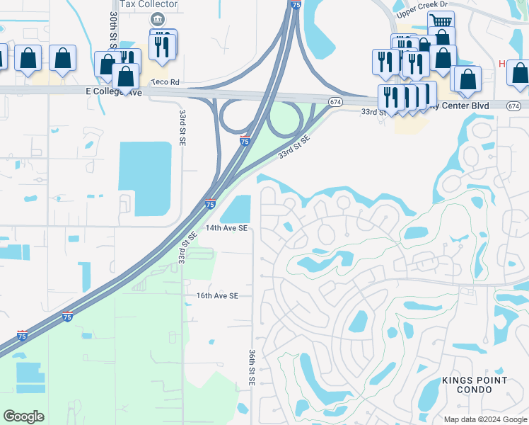 map of restaurants, bars, coffee shops, grocery stores, and more near 2004 Hereford Drive in Sun City Center