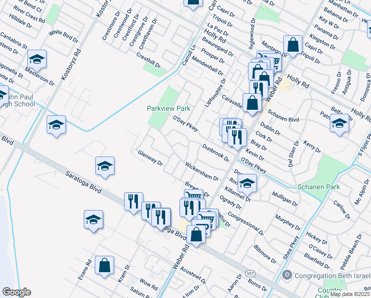 map of restaurants, bars, coffee shops, grocery stores, and more near 6109 Locke Lane in Corpus Christi