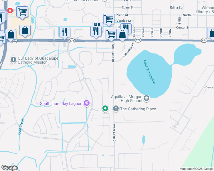 map of restaurants, bars, coffee shops, grocery stores, and more near 16815 Whisper Elm Street in Wimauma