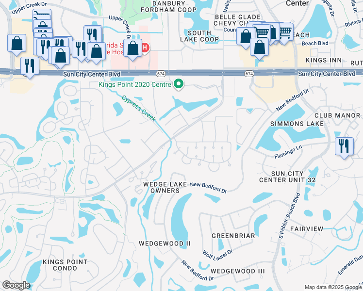map of restaurants, bars, coffee shops, grocery stores, and more near 1830 Fox Hunt Drive in Sun City Center