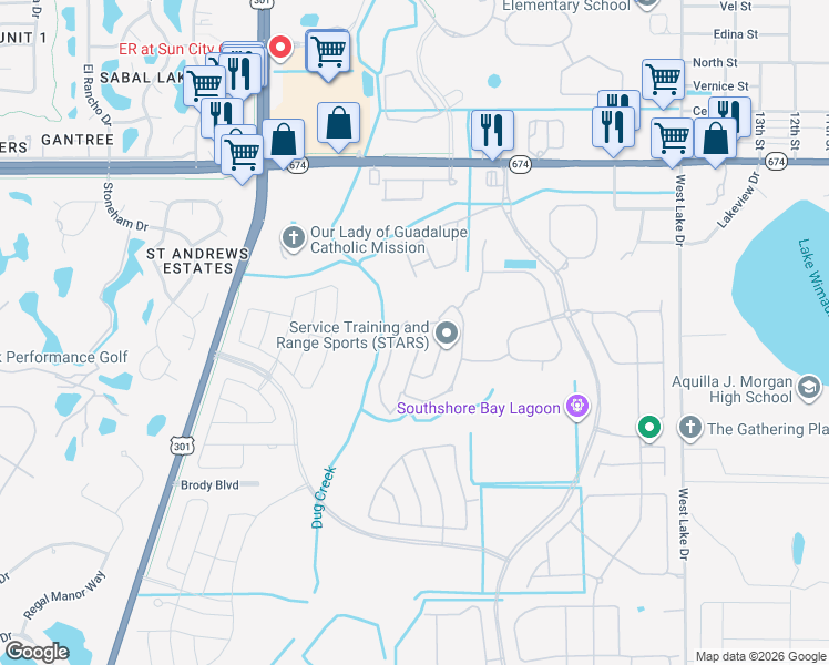 map of restaurants, bars, coffee shops, grocery stores, and more near 15849 Trite Bend Street in Wimauma