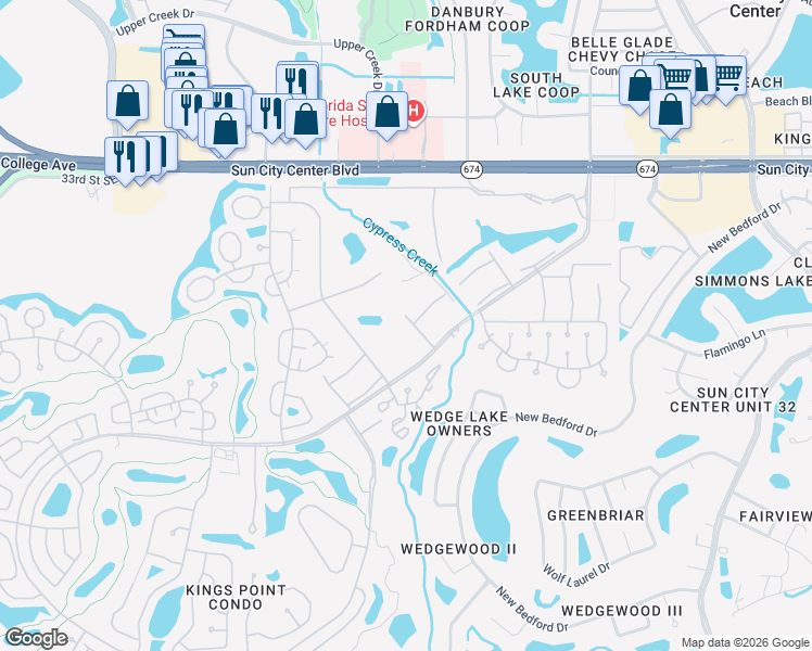 map of restaurants, bars, coffee shops, grocery stores, and more near 1902 Andover Street in Sun City Center