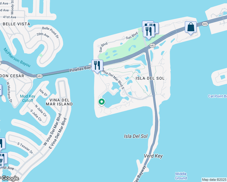 map of restaurants, bars, coffee shops, grocery stores, and more near 6273 Bahia Del Mar Boulevard South in St. Petersburg