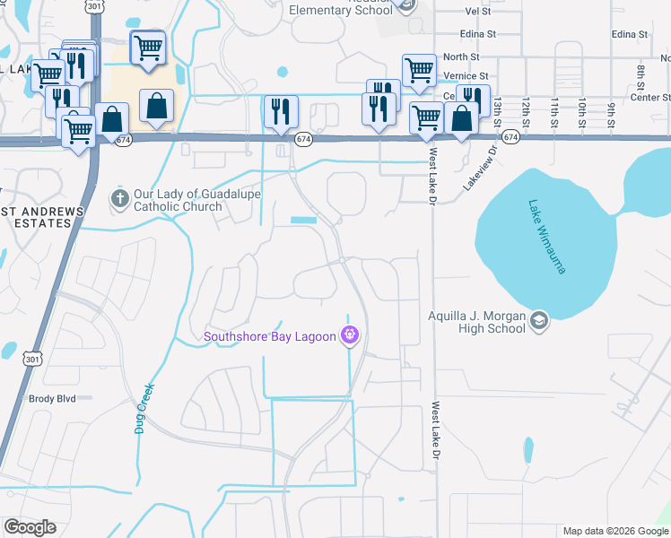 map of restaurants, bars, coffee shops, grocery stores, and more near 5002 Jackel Chase Drive in Wimauma