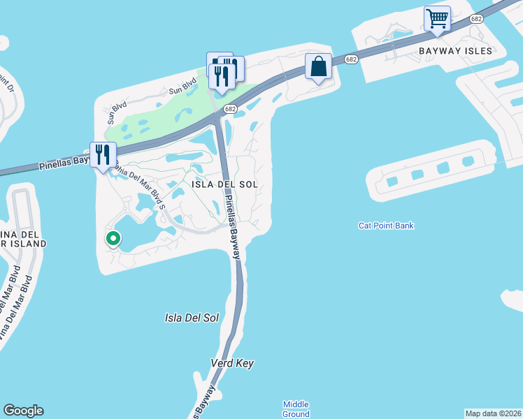 map of restaurants, bars, coffee shops, grocery stores, and more near 6372 Palma Del Mar Boulevard South in Saint Petersburg