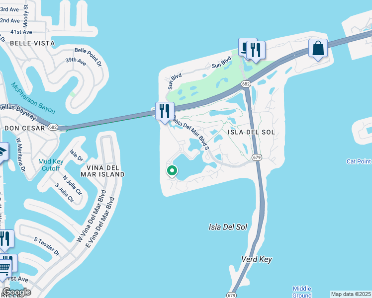 map of restaurants, bars, coffee shops, grocery stores, and more near 6100 Bahia Del Mar Circle in St. Petersburg