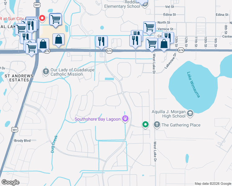map of restaurants, bars, coffee shops, grocery stores, and more near 5139 Flowing Oar Road in Wimauma