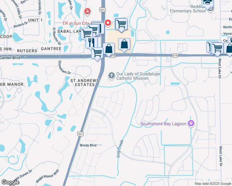 map of restaurants, bars, coffee shops, grocery stores, and more near 16645 Myrtle Sand Drive in Wimauma