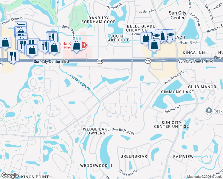 map of restaurants, bars, coffee shops, grocery stores, and more near 205 Kings Boulevard in Ruskin