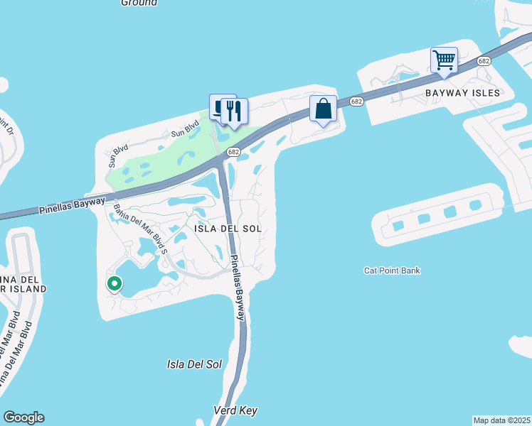 map of restaurants, bars, coffee shops, grocery stores, and more near 6218 Palma Del Mar Blvd S in St Petersburg