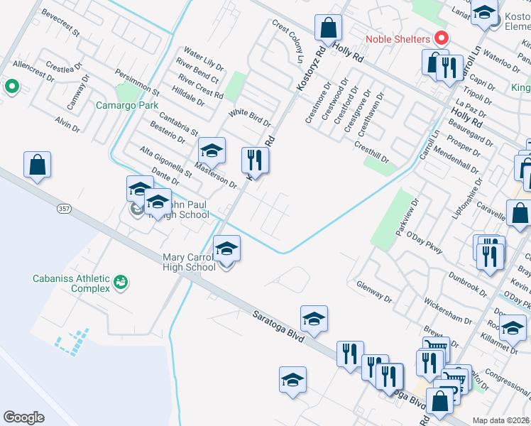 map of restaurants, bars, coffee shops, grocery stores, and more near 6202 Kostoryz Road in Corpus Christi